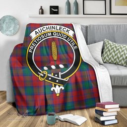 Scottish Auchinleck Clan Tartan Blanket with Family Crest Tartan Plaid Sherpa Blanket Scottish Plaid Tartan Plaid - ScotsTee - scotstee.com