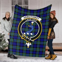 Scottish Arbuthnot Modern Clan Tartan Blanket with Family Crest Tartan Plaid Sherpa Blanket Scottish Plaid Tartan Plaid - ScotsTee - scotstee.com
