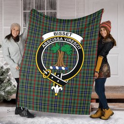 Scottish Bisset Clan Tartan Blanket with Family Crest Tartan Plaid Sherpa Blanket Scottish Plaid Tartan Plaid - ScotsTee - scotstee.com