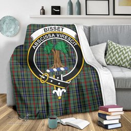 Scottish Bisset Clan Tartan Blanket with Family Crest Tartan Plaid Sherpa Blanket Scottish Plaid Tartan Plaid - ScotsTee - scotstee.com