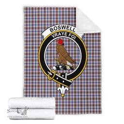 Scottish Boswell Clan Tartan Blanket with Family Crest Tartan Plaid Sherpa Blanket Scottish Plaid Tartan Plaid - ScotsTee - scotstee.com