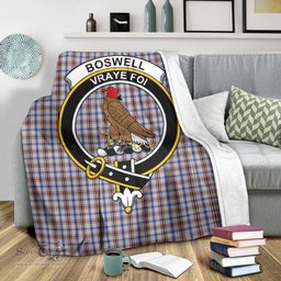 Scottish Boswell Clan Tartan Blanket with Family Crest Tartan Plaid Sherpa Blanket Scottish Plaid Tartan Plaid - ScotsTee - scotstee.com