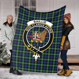 Scottish Baillie Modern Clan Tartan Blanket with Family Crest Tartan Plaid Sherpa Blanket Scottish Plaid Tartan Plaid - ScotsTee - scotstee.com