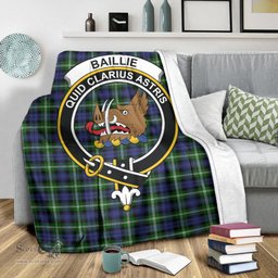 Scottish Baillie Modern Clan Tartan Blanket with Family Crest Tartan Plaid Sherpa Blanket Scottish Plaid Tartan Plaid - ScotsTee - scotstee.com