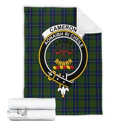 Scottish Cameron of Lochiel Hunting Clan Tartan Blanket with Family Crest Tartan Plaid Sherpa Blanket Scottish Plaid Tartan Plaid - ScotsTee - scotstee.com