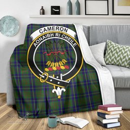 Scottish Cameron of Lochiel Hunting Clan Tartan Blanket with Family Crest Tartan Plaid Sherpa Blanket Scottish Plaid Tartan Plaid - ScotsTee - scotstee.com