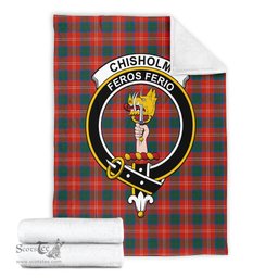 Scottish Chisholm Ancient Clan Tartan Blanket with Family Crest Tartan Plaid Sherpa Blanket Scottish Plaid Tartan Plaid - ScotsTee - scotstee.com