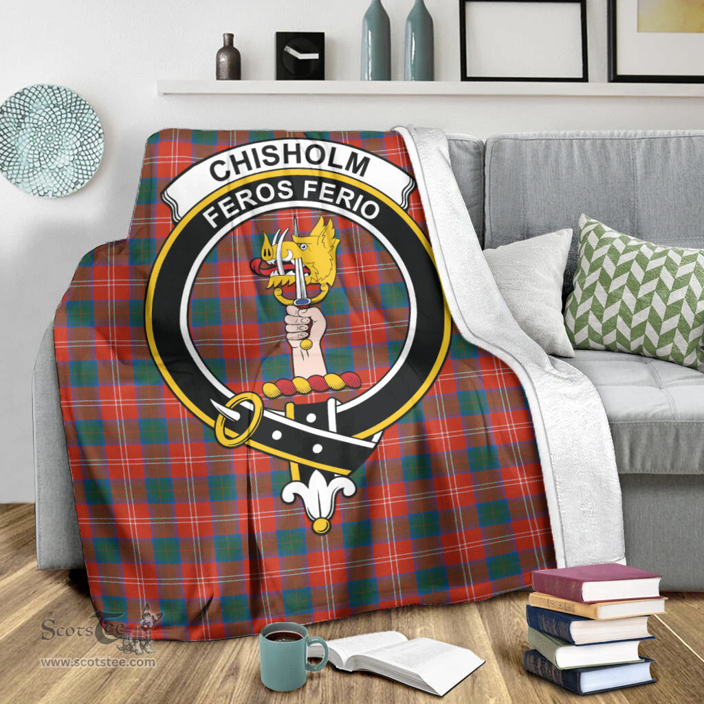 Scottish Chisholm Ancient Clan Tartan Blanket with Family Crest Tartan Plaid Sherpa Blanket Scottish Plaid Tartan Plaid - ScotsTee - scotstee.com