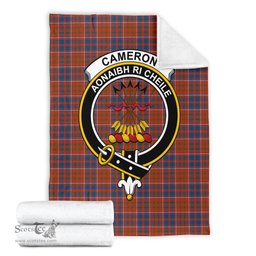 Scottish Cameron of Lochiel Ancient Clan Tartan Blanket with Family Crest Tartan Plaid Sherpa Blanket Scottish Plaid Tartan Plaid - ScotsTee - scotstee.com