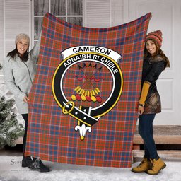 Scottish Cameron of Lochiel Ancient Clan Tartan Blanket with Family Crest Tartan Plaid Sherpa Blanket Scottish Plaid Tartan Plaid - ScotsTee - scotstee.com