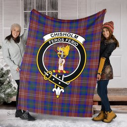 Scottish Chisholm Hunting Modern Clan Tartan Blanket with Family Crest Tartan Plaid Sherpa Blanket Scottish Plaid Tartan Plaid - ScotsTee - scotstee.com