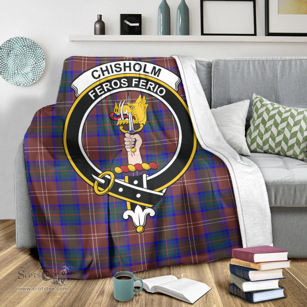 Scottish Chisholm Hunting Modern Clan Tartan Blanket with Family Crest Tartan Plaid Sherpa Blanket Scottish Plaid Tartan Plaid - ScotsTee - scotstee.com