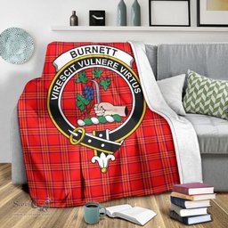 Scottish Burnett Modern Clan Tartan Blanket with Family Crest Tartan Plaid Sherpa Blanket Scottish Plaid Tartan Plaid - ScotsTee - scotstee.com
