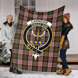 Scottish Carnegie Dress Clan Tartan Blanket with Family Crest Tartan Plaid Sherpa Blanket Scottish Plaid Tartan Plaid - ScotsTee - scotstee.com
