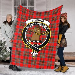 Scottish Binning Clan Tartan Blanket with Family Crest Tartan Plaid Sherpa Blanket Scottish Plaid Tartan Plaid - ScotsTee - scotstee.com