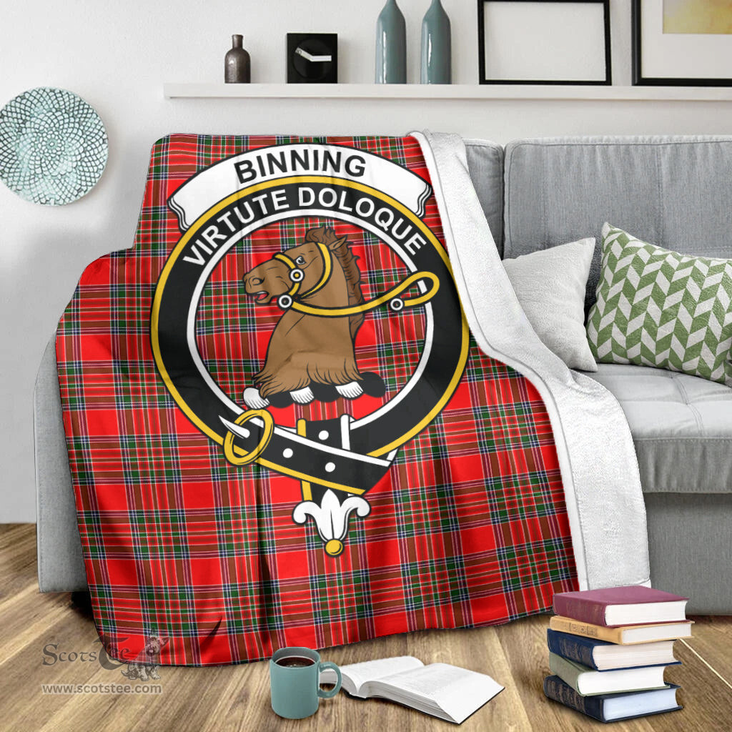 Scottish Binning Clan Tartan Blanket with Family Crest Tartan Plaid Sherpa Blanket Scottish Plaid Tartan Plaid - ScotsTee - scotstee.com