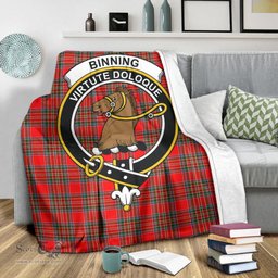 Scottish Binning Clan Tartan Blanket with Family Crest Tartan Plaid Sherpa Blanket Scottish Plaid Tartan Plaid - ScotsTee - scotstee.com