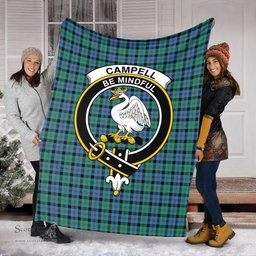 Scottish Campbell of Cawdor Ancient Clan Tartan Blanket with Family Crest Tartan Plaid Sherpa Blanket Scottish Plaid Tartan Plaid - ScotsTee - scotstee.com