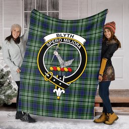 Scottish Blyth Clan Tartan Blanket with Family Crest Tartan Plaid Sherpa Blanket Scottish Plaid Tartan Plaid - ScotsTee - scotstee.com