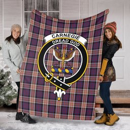 Scottish Carnegie Clan Tartan Blanket with Family Crest Tartan Plaid Sherpa Blanket Scottish Plaid Tartan Plaid - ScotsTee - scotstee.com