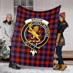 Scottish Broun Modern Clan Tartan Blanket with Family Crest Tartan Plaid Sherpa Blanket Scottish Plaid Tartan Plaid - ScotsTee - scotstee.com