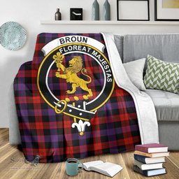 Scottish Broun Modern Clan Tartan Blanket with Family Crest Tartan Plaid Sherpa Blanket Scottish Plaid Tartan Plaid - ScotsTee - scotstee.com