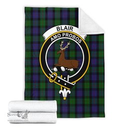 Scottish Blair Clan Tartan Blanket with Family Crest Tartan Plaid Sherpa Blanket Scottish Plaid Tartan Plaid - ScotsTee - scotstee.com