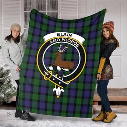 Scottish Blair Clan Tartan Blanket with Family Crest Tartan Plaid Sherpa Blanket Scottish Plaid Tartan Plaid - ScotsTee - scotstee.com