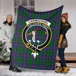 Scottish Carmichael Clan Tartan Blanket with Family Crest Tartan Plaid Sherpa Blanket Scottish Plaid Tartan Plaid - ScotsTee - scotstee.com
