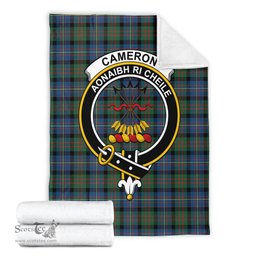 Scottish Cameron of Erracht Ancient Clan Tartan Blanket with Family Crest Tartan Plaid Sherpa Blanket Scottish Plaid Tartan Plaid - ScotsTee - scotstee.com