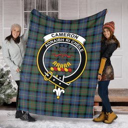 Scottish Cameron of Erracht Ancient Clan Tartan Blanket with Family Crest Tartan Plaid Sherpa Blanket Scottish Plaid Tartan Plaid - ScotsTee - scotstee.com