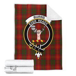 Scottish Burns Clan Tartan Blanket with Family Crest Tartan Plaid Sherpa Blanket Scottish Plaid Tartan Plaid - ScotsTee - scotstee.com