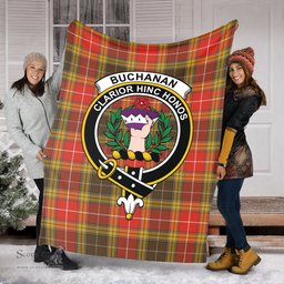 Scottish Buchanan Old Set Weathered Clan Tartan Blanket with Family Crest Tartan Plaid Sherpa Blanket Scottish Plaid Tartan Plaid - ScotsTee - scotstee.com