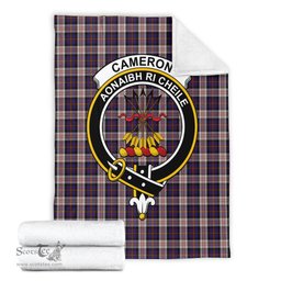 Scottish Cameron of Erracht Dress Clan Tartan Blanket with Family Crest Tartan Plaid Sherpa Blanket Scottish Plaid Tartan Plaid - ScotsTee - scotstee.com