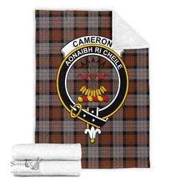 Scottish Cameron of Erracht Weathered Clan Tartan Blanket with Family Crest Tartan Plaid Sherpa Blanket Scottish Plaid Tartan Plaid - ScotsTee - scotstee.com