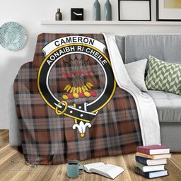 Scottish Cameron of Erracht Weathered Clan Tartan Blanket with Family Crest Tartan Plaid Sherpa Blanket Scottish Plaid Tartan Plaid - ScotsTee - scotstee.com