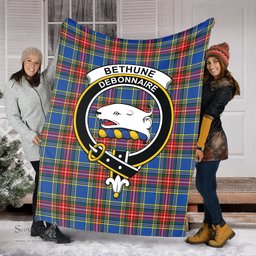 Scottish Bethune Clan Tartan Blanket with Family Crest Tartan Plaid Sherpa Blanket Scottish Plaid Tartan Plaid - ScotsTee - scotstee.com