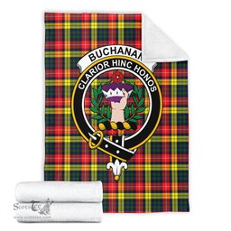 Scottish Buchanan Modern Clan Tartan Blanket with Family Crest Tartan Plaid Sherpa Blanket Scottish Plaid Tartan Plaid - ScotsTee - scotstee.com