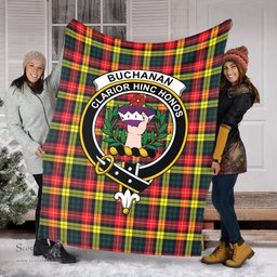 Scottish Buchanan Modern Clan Tartan Blanket with Family Crest Tartan Plaid Sherpa Blanket Scottish Plaid Tartan Plaid - ScotsTee - scotstee.com