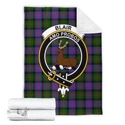 Scottish Blair Modern Clan Tartan Blanket with Family Crest Tartan Plaid Sherpa Blanket Scottish Plaid Tartan Plaid - ScotsTee - scotstee.com