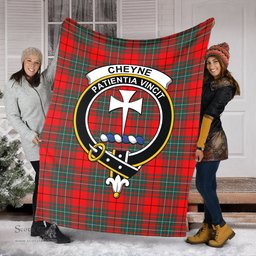 Scottish Cheyne Clan Tartan Blanket with Family Crest Tartan Plaid Sherpa Blanket Scottish Plaid Tartan Plaid - ScotsTee - scotstee.com