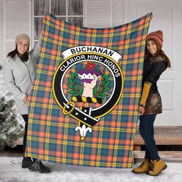Scottish Buchanan Ancient Clan Tartan Blanket with Family Crest Tartan Plaid Sherpa Blanket Scottish Plaid Tartan Plaid - ScotsTee - scotstee.com