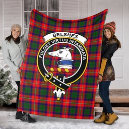 Scottish Belshes Clan Tartan Blanket with Family Crest Tartan Plaid Sherpa Blanket Scottish Plaid Tartan Plaid - ScotsTee - scotstee.com