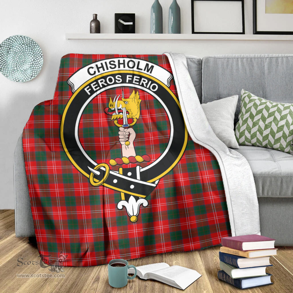 Scottish Chisholm Modern Clan Tartan Blanket with Family Crest Tartan Plaid Sherpa Blanket Scottish Plaid Tartan Plaid - ScotsTee - scotstee.com