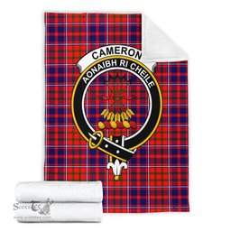 Scottish Cameron of Lochiel Modern Clan Tartan Blanket with Family Crest Tartan Plaid Sherpa Blanket Scottish Plaid Tartan Plaid - ScotsTee - scotstee.com