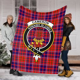 Scottish Cameron of Lochiel Modern Clan Tartan Blanket with Family Crest Tartan Plaid Sherpa Blanket Scottish Plaid Tartan Plaid - ScotsTee - scotstee.com