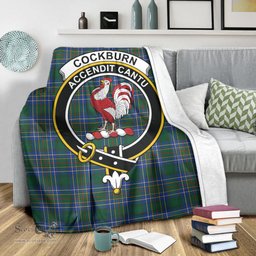 Scottish Cockburn Ancient Clan Tartan Blanket with Family Crest Tartan Plaid Sherpa Blanket Scottish Plaid Tartan Plaid - ScotsTee - scotstee.com