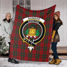 Scottish Dundas Red Clan Tartan Blanket with Family Crest Tartan Plaid Sherpa Blanket Scottish Plaid Tartan Plaid - ScotsTee - scotstee.com