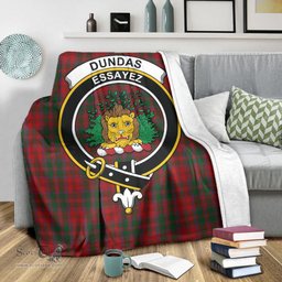 Scottish Dundas Red Clan Tartan Blanket with Family Crest Tartan Plaid Sherpa Blanket Scottish Plaid Tartan Plaid - ScotsTee - scotstee.com