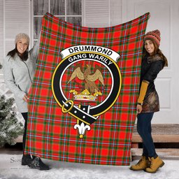 Scottish Drummond of Perth Clan Tartan Blanket with Family Crest Tartan Plaid Sherpa Blanket Scottish Plaid Tartan Plaid - ScotsTee - scotstee.com